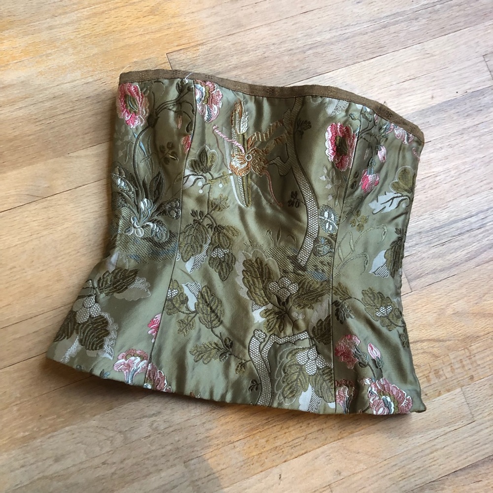 NWT Ralph Lauren Silk Embroidered Corset